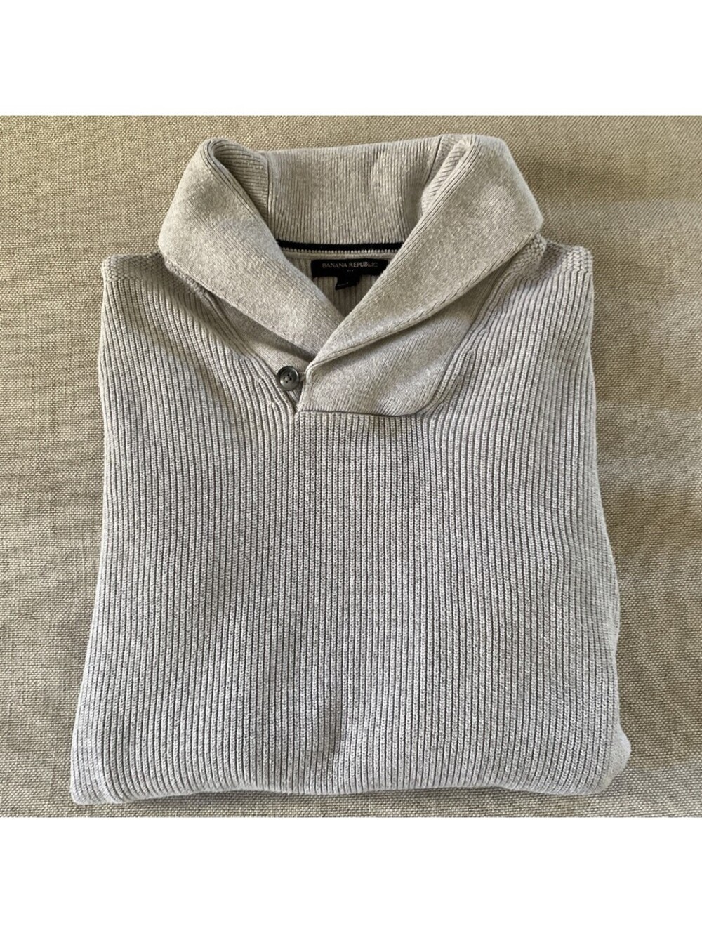 Banana Republic Shawl Neck Sweater Light Gray Pullover L